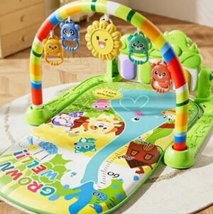 Colorful Baby Play Gym with Hanging Toys Green Piano Mat. Paminovo Us Wearhouse